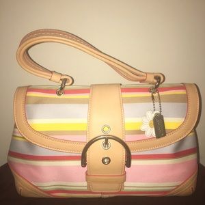 Coach Striped Handbag- Authentic